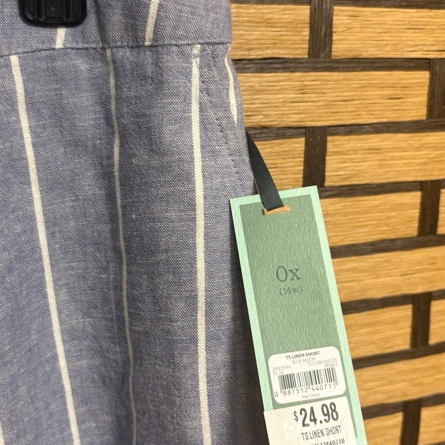Terra & Sky Navy And White Stripe Linen Shorts Size 0x — image 5 of 5